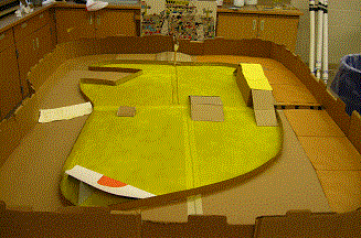 Example RC racetrack with paper, tape and notecards