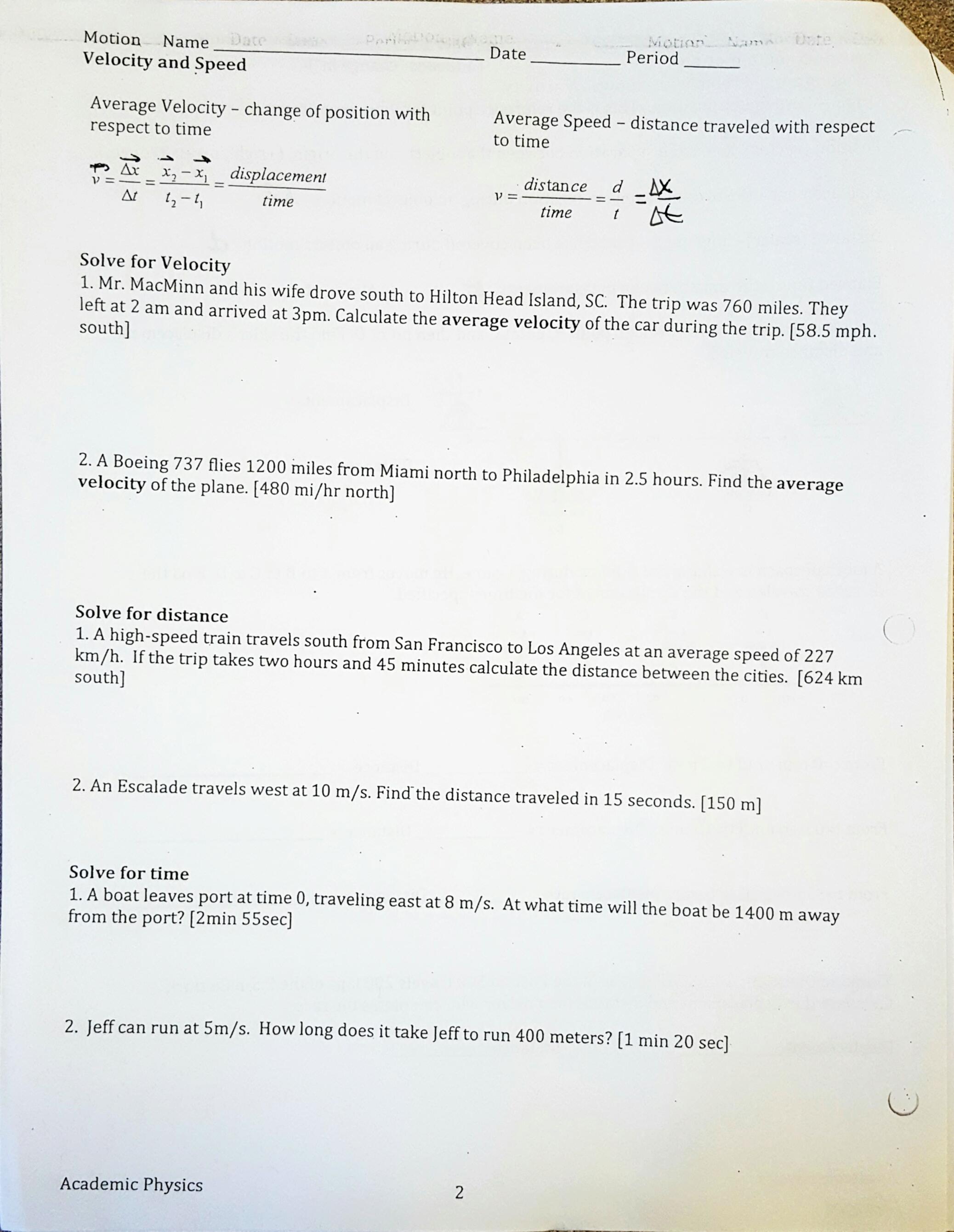 worksheet Distance And Displacement Worksheet Answers chin rachel daily items basic practice problems page 1
