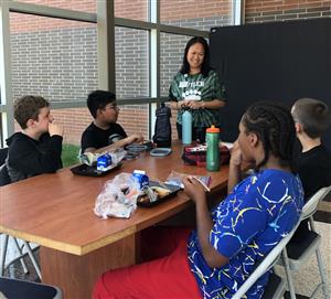 Ms. O'Connell with a group of Butler students.