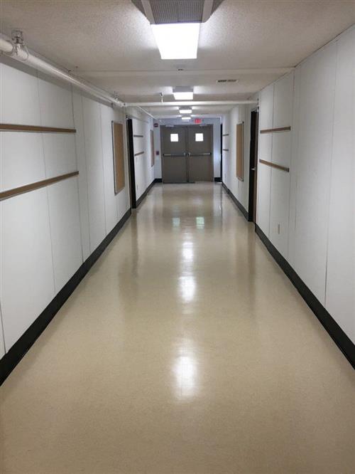 butler modular ramp hallway leading to the classrooms 
