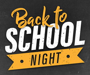  back to school night written on a chalkboard