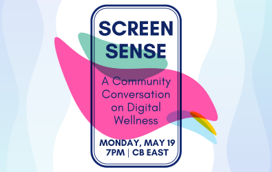  Screen Sense logo with date, time and location of event: May 19 at 7 pm at CB East