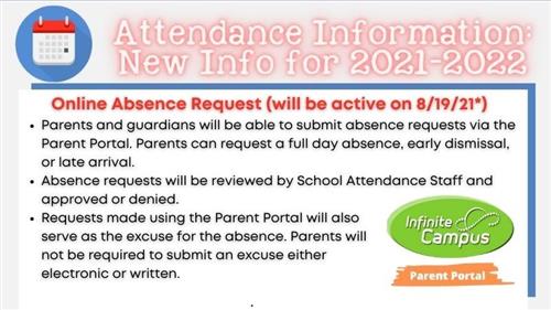 Attendance should be submitted through the Parent Portal.